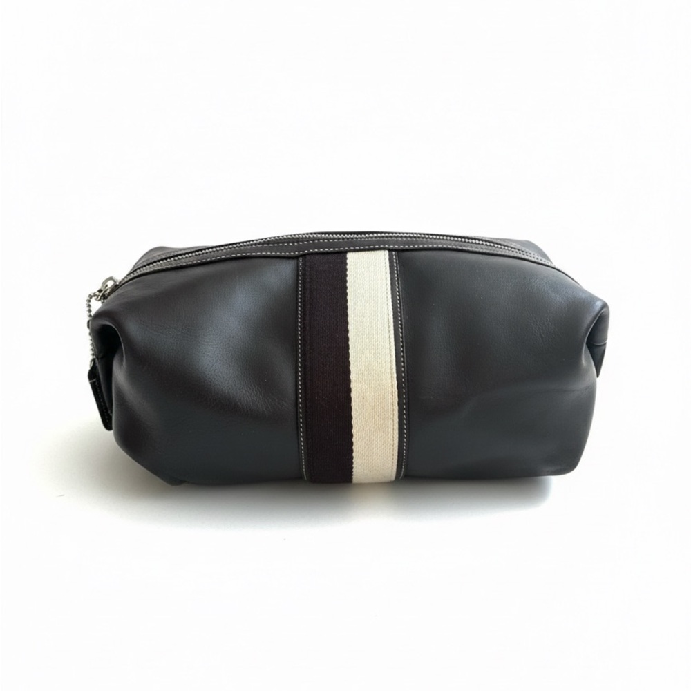 Coach Leather Black and Cream Toiletry Bag - Picture 1 of 7